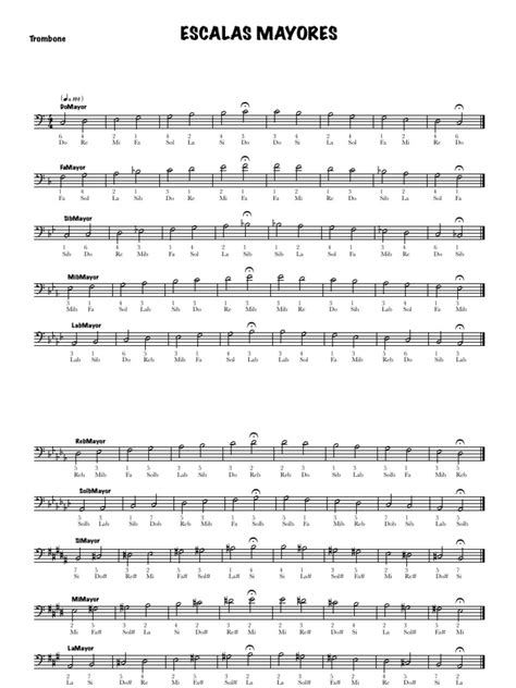 Escalas Mayores Para Trombón Pdf Escala Música Teoría Musical