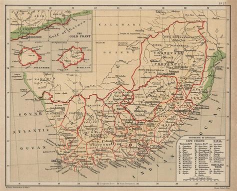 Vintage Map Of South Africa 1880 Drawing By Cartographyassociates