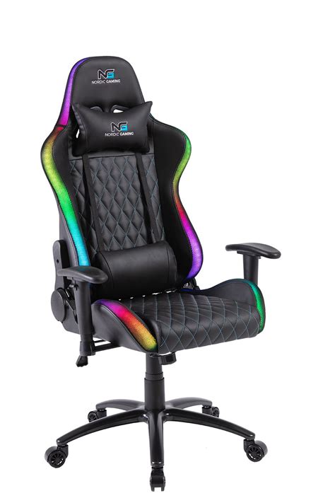 Reclining backrest, adjustable height, adjustable armrests, 360 degree swivel. Nordic Gaming Blaster RGB Gaming Chair » bygpc.dk