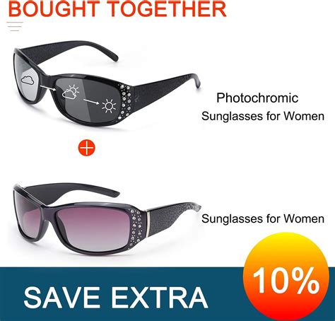 Ignaef Rhinestone Womens Photochromic Sunglasses With 100