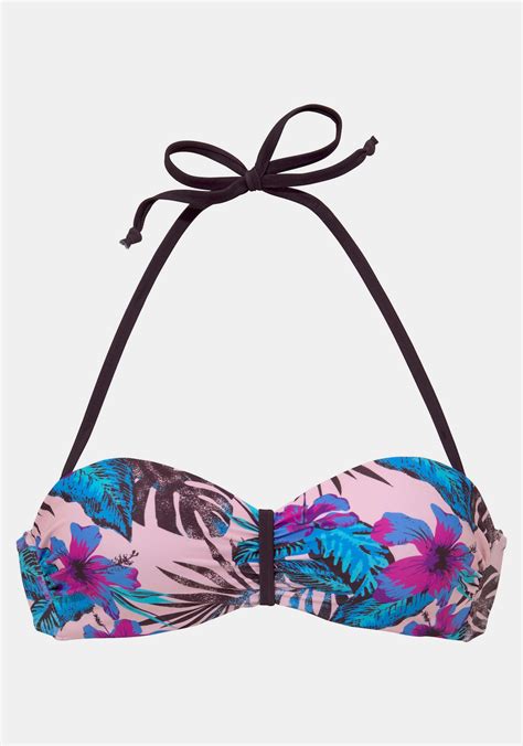 Venice Beach Bandeau Bikini Top In Rosa Bedruckt Heine
