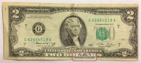 Rare Two Dollar Bill Error Note Miscut 2 United States Misaligned