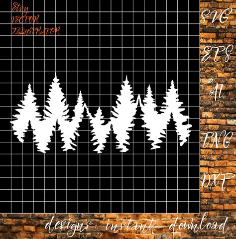 Treeline Silhouette Svg Forest Svg Cut File Pine Tree Svg Woods Svg