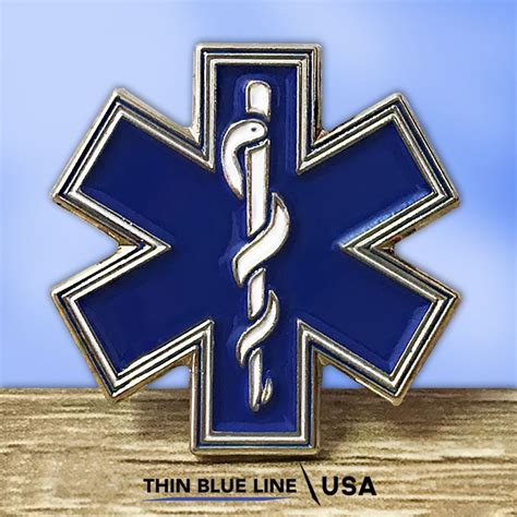Emergency Medical Service Ems Pin Thin Blue Line Usa