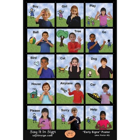 Early Signs Asl Lenticular Poster 15 Sign Language Words
