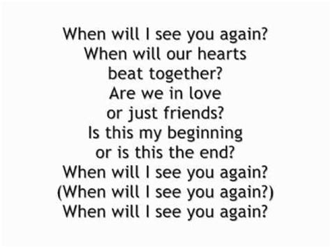 See you again or time already knows or 时间都知道cast: When will I see you again with lyrics on screen - YouTube