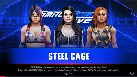 Charlotte went for a figure four right away, but becky maneuvered out. WWE 2K19 Paige vs. Becky Lynch vs. Asuka - Steel Cage ...