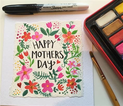 Handmade Mothers Day Card By Rose Bold Using Watercolour And Sharpie Mothers Day Cards