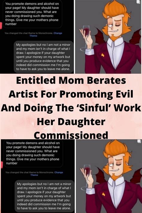 entitled mom berates artist for promoting evil and doing the sinful work her daughter