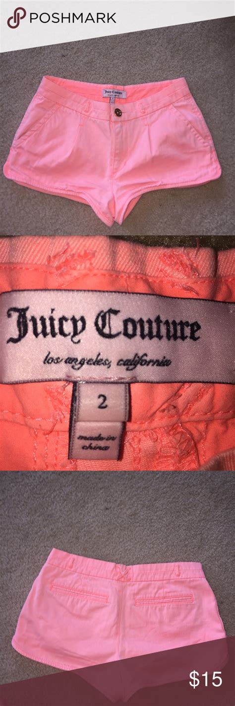 Neon Peach Pink Juicy Couture Shorts Juicy Couture Peach Pink Couture