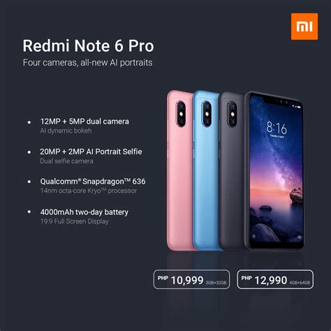 The latest price of xiaomi redmi note 8 in pakistan was updated from the list provided by xiaomi's official dealers and warranty providers. Mi Philippines Reveals Official Price For the Redmi Note 6 ...