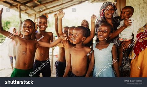 Group African Children Laughing Jumping Playing Stock Photo 2264918989