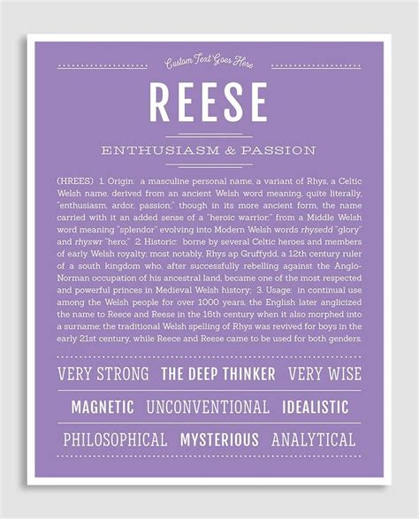 Reese Male Classic Name Print Classic Names Names With Meaning