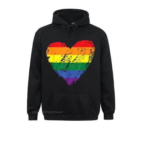 Vintage Rainbow Flag Colored Heart Lgbtq Lesbian Gay Pride Hoodie High Street Sweatshirts