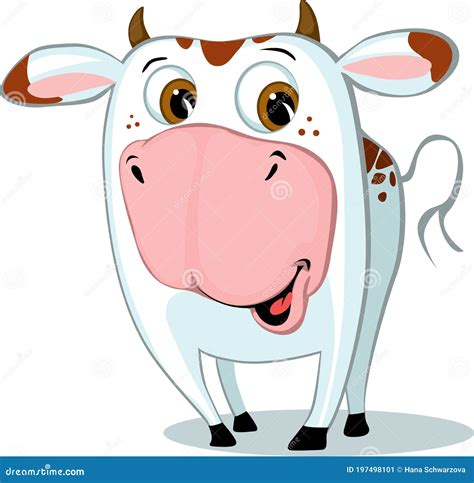 Cute Funny Cow Character Cartoon Vector Illustration Stock Vector
