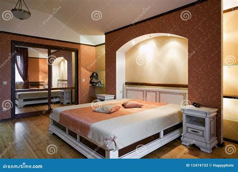 Beautiful Bedroom Interior Stock Image Image Of Lamp 12474733