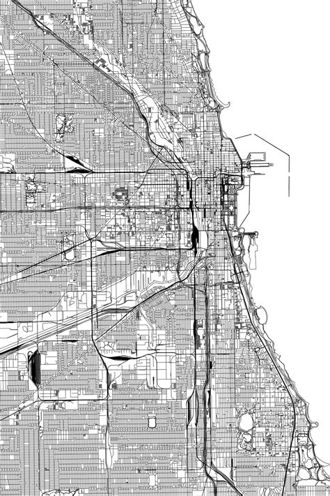 Chicago Map Portrait Tapet Fototapet Happywall