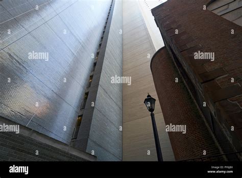 Lantern And Tall Buildings At Dutch Street In Lower Manhattan New York