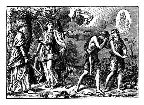 Adam And Eve Are Punished And Cast Out Of The Garden Of Eden Vintage