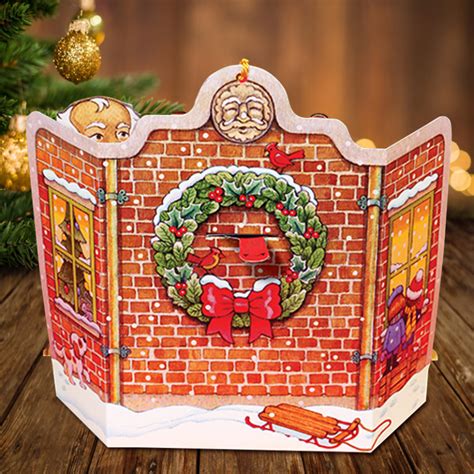 Santas Print Shop Pop Up Christmas Card Ornament Graphics3 Inc