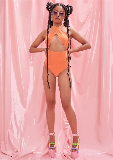Citrus Soulmate Search Halter Bodysuit – Dolls Kill