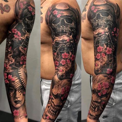 Tattoo Cover Up The Skull On Upper Arm Is Covering An Existing Tribal
