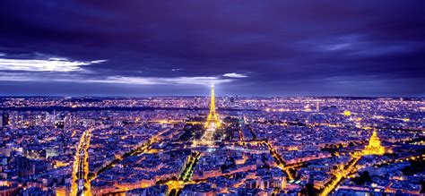 Download Horizon Cityscape Eiffel Tower France City Night Man Made