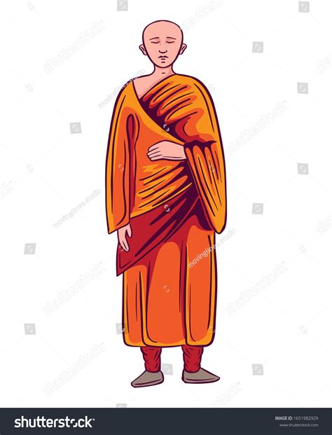 Buddhist Monk Standing Vector Illustration Vector Có Sẵn Miễn Phí Bản