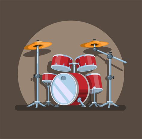 Drum Set In Spotlight Music Instrument Symbol Concept In Cartoon