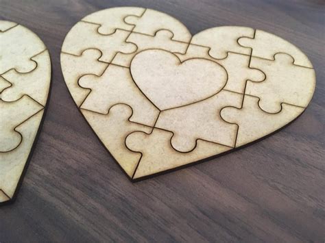 Heart Puzzle Wooden Heart Puzzles Laser Cut Template Cricut Etsy