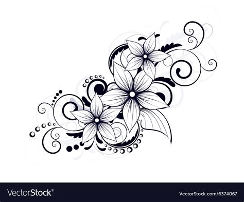 Floral Design Element With Swirls For Spring Vector Image
