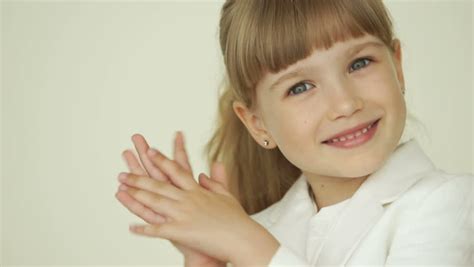 Little Businesswoman Clapping Her Hands And Laughing Stock Footage