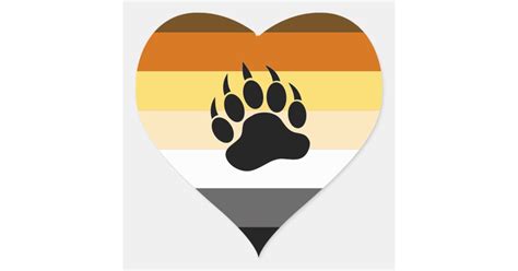 Gay Bear Pride I Heart Bear Bear Paw Heart Sticker Zazzle