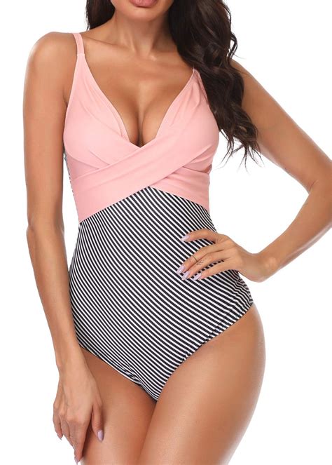 b2prity women s one piece swimsuits tummy control front cross bathing suits slimming swimsuit v