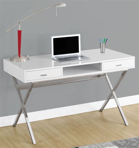 Glossy White 48 Storage Computer Desk From Monarch Coleman Furniture