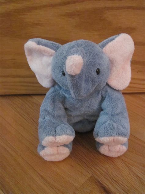 Ty Pluffies Plush Gray And Pink Elephant Named Winks Tylux 2002