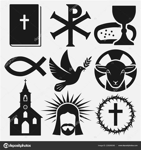 Conjunto De Iconos Símbolos Cristianos Vector Gráfico Vectorial
