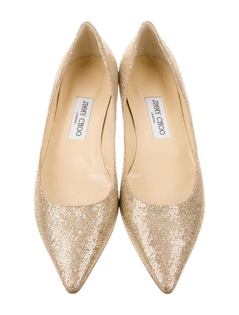 Jimmy Choo Glitter Pointed Toe Flats Shoes Jim60439 The Realreal