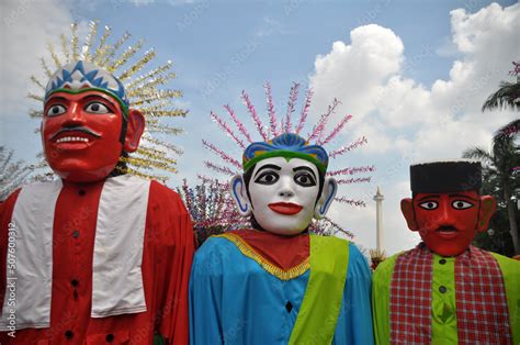 Ondel Ondel The Traditional Giant Puppet From Jakarta Indonesia Stock