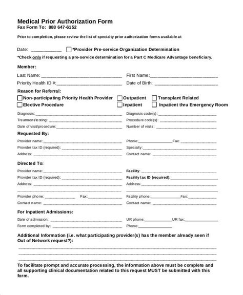 B) if it is more than 30 days check to see if patient has updated the requested information with insurance. 10+ Printable Medical Authorization Forms - PDF, DOC | Free & Premium Templates