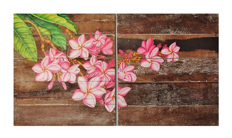 Bring in more natural light and a piece of nature using plants and flowers, this is a good idea not only for a feminine home office. WD32: EXQUISITE WALL HANGING ART / DECOR: Beautiful Hand Painted Frangipani Flowers on a pair of ...