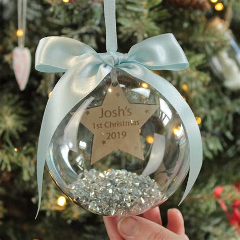 Personalised Star Babys First Christmas Bauble By Love Lumi Ltd In