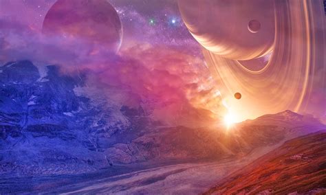 Wallpaper Mountains Planet Space Art Nebula Atmosphere Planetary