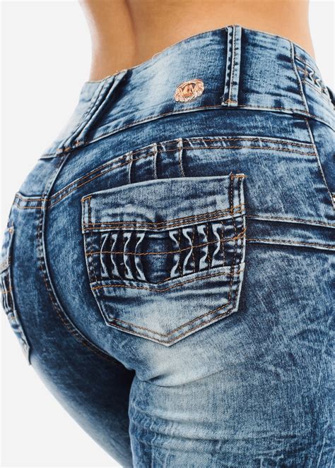 Moda Xpress Womens Skinny Jeans High Waisted Levanta Cola BUTT