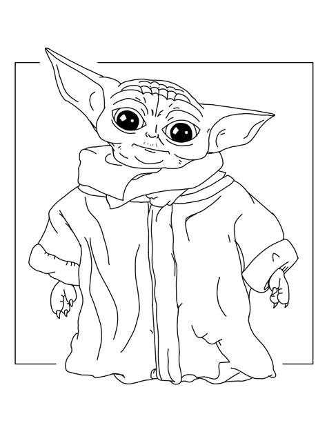 Simple Baby Yoda Coloring Coloring Pages
