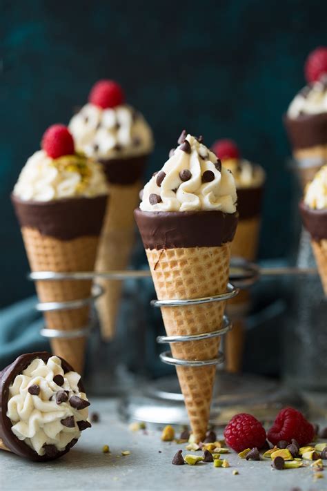 A homemade, chocolate flecked ricotta filling inside a crisp sugar cone, who could resist? Cannoli Cones - Cooking Classy