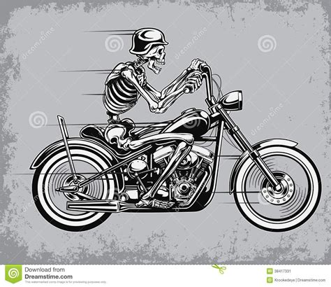 Skeleton Riding Motorcycle Vector Illustration Motorcycle Drawing