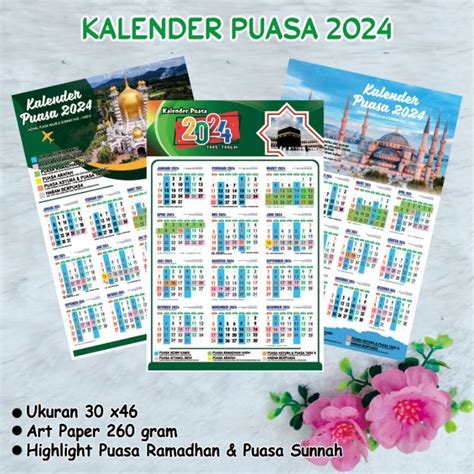 Jual Kalender Puasa 2024 Kalender Shaum 2024 Kalender Dinding