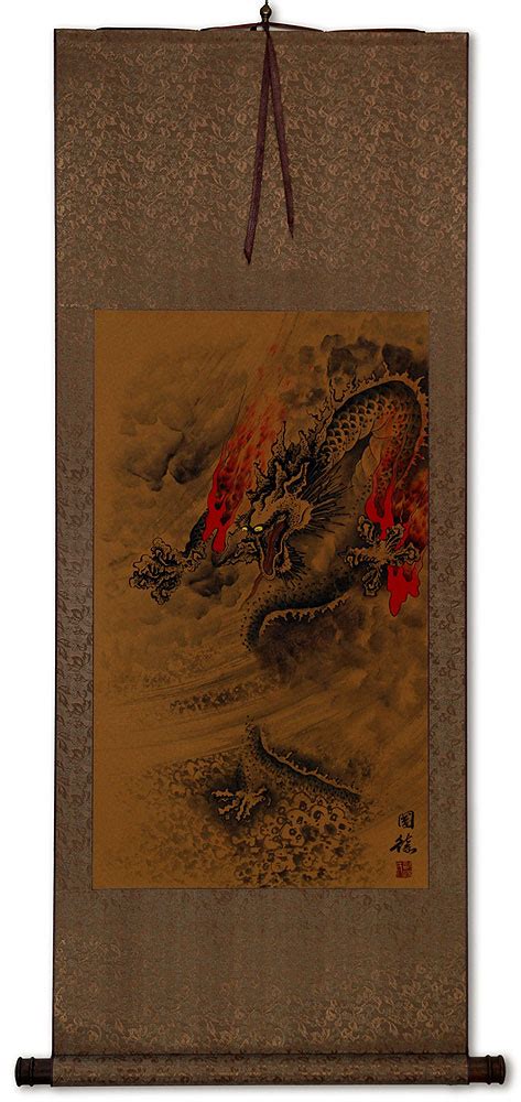 Flying Asian Dragon Chinese Wall Scroll Tigers And Dragons Paintings