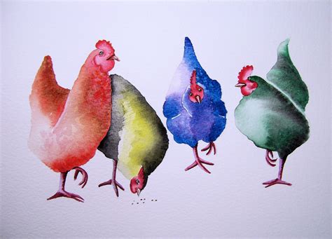 Flickrpbhbdwt Chickens Watercolour Painting Watercolour